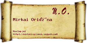 Mirkai Oriána névjegykártya